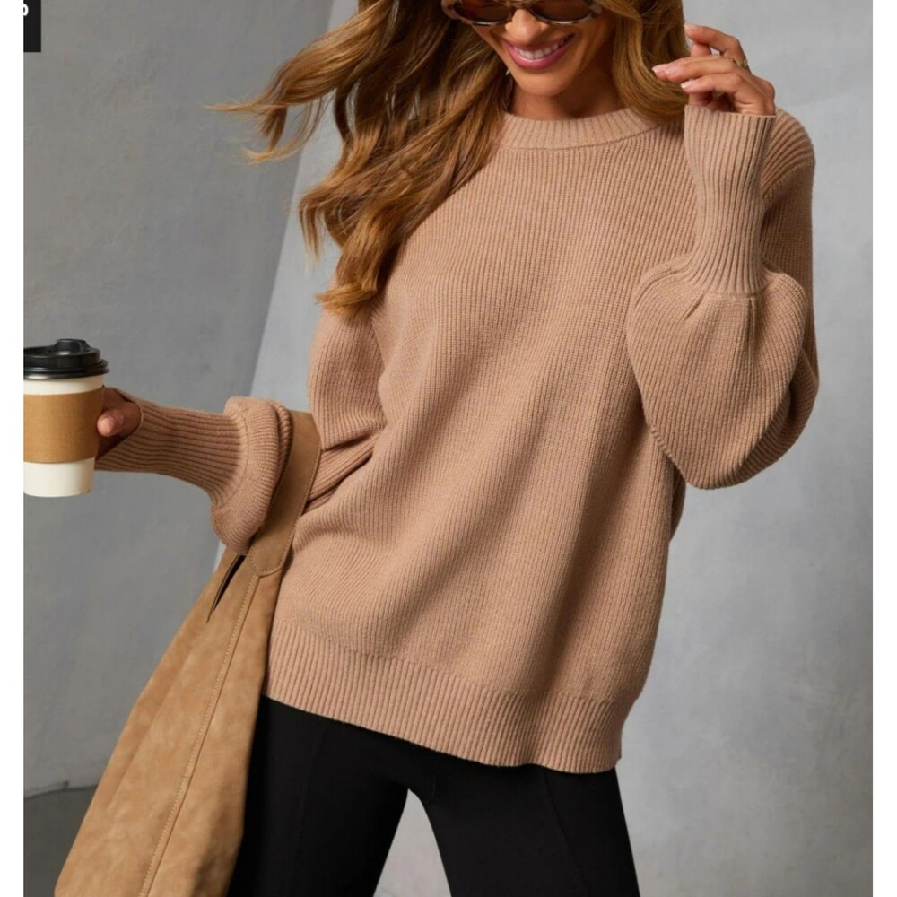 VICI baby it's you knit balloon sleeve pullover sweater mocha M transitional